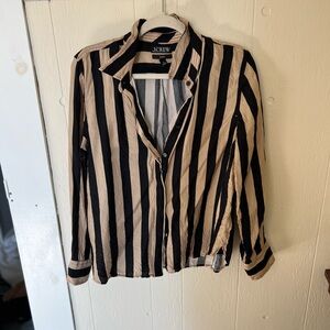 J.Crew Classic Black and Tan Striped Top